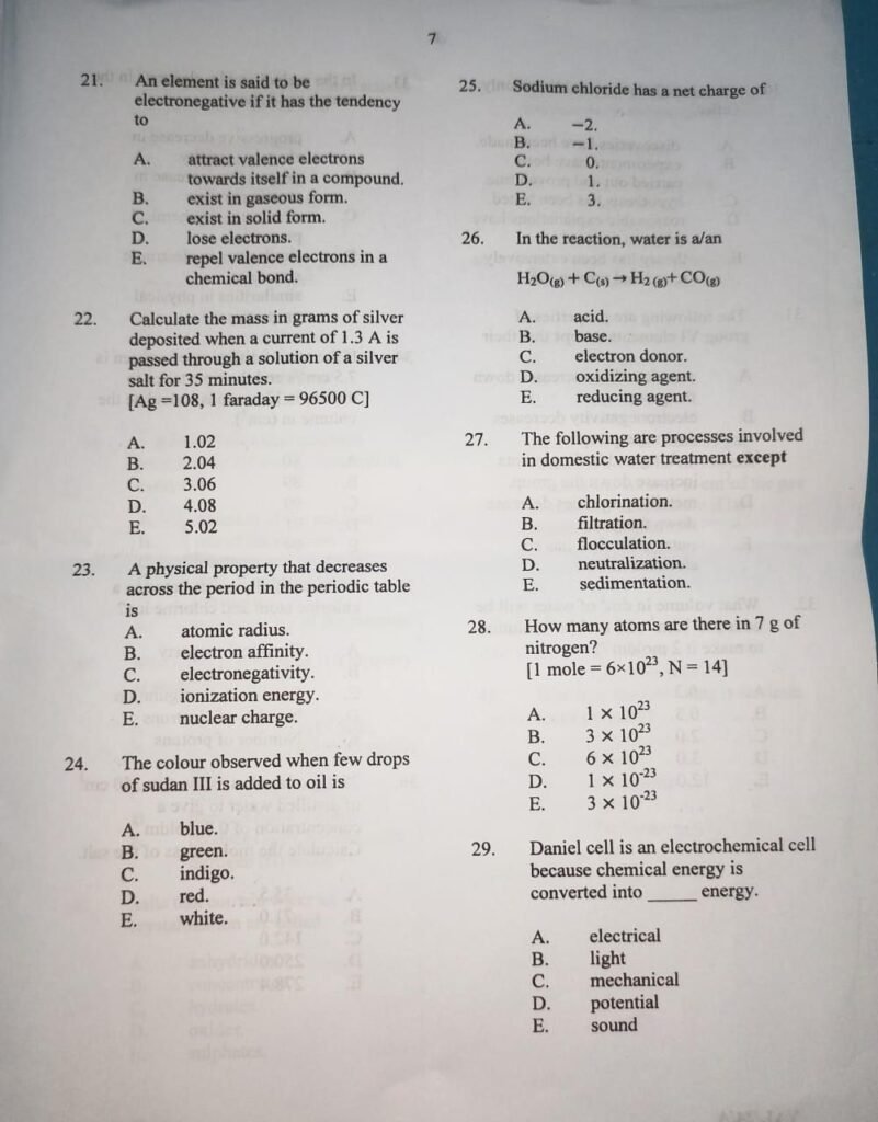 chemistry essay questions and answers neco 2022